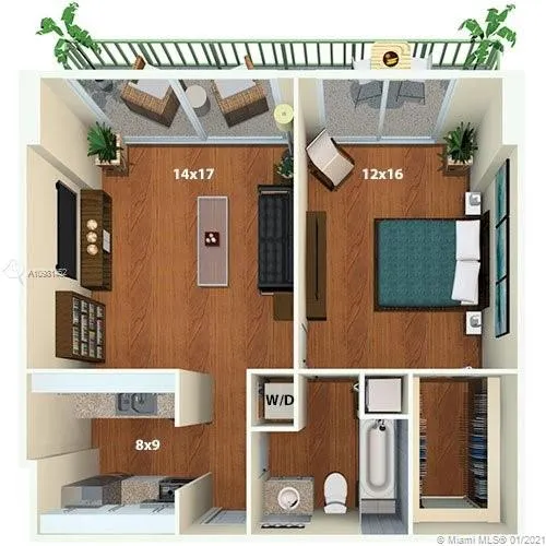 1 bedroom 1 bath for rent at 1756 N Bayshore Dr # 33J, Miami FL 33132