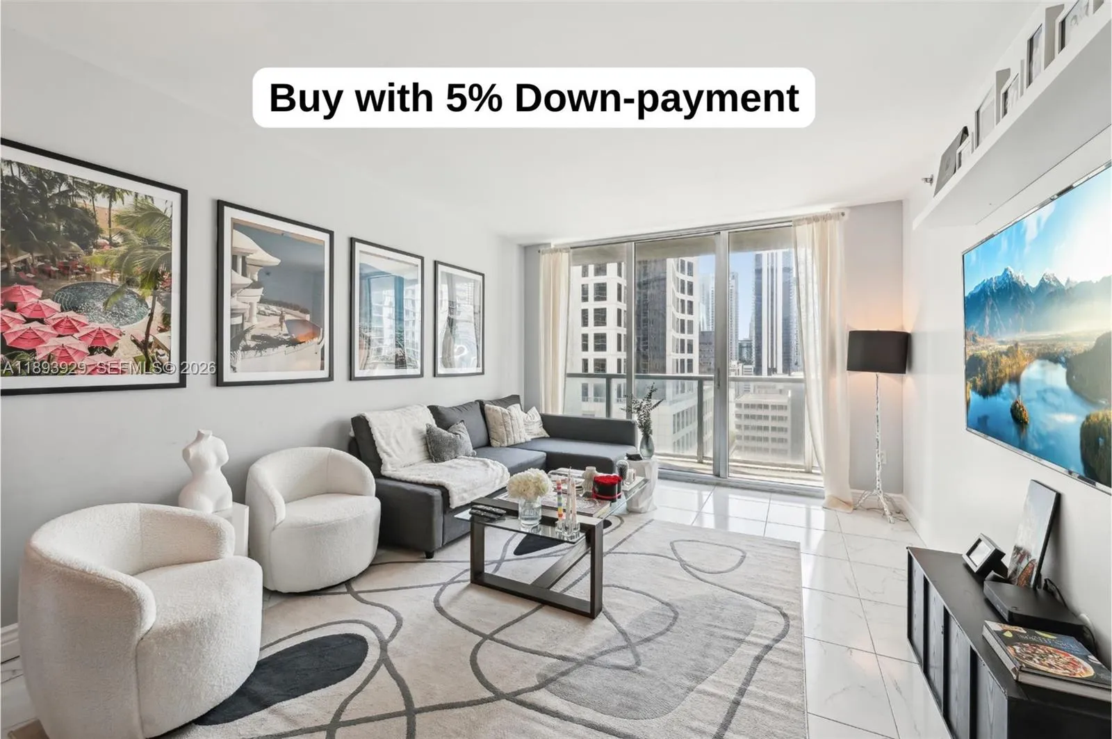 1 bedroom 1 bath for sale at 55 SE 6th St # 1608, Miami FL 33131