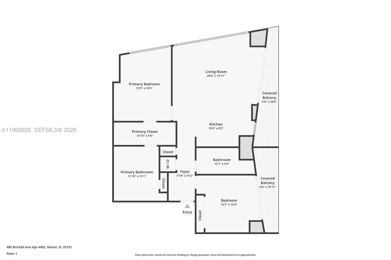 2 bedroom 2 bath for sale at 485 Brickell Ave # 4402, Miami FL 33131