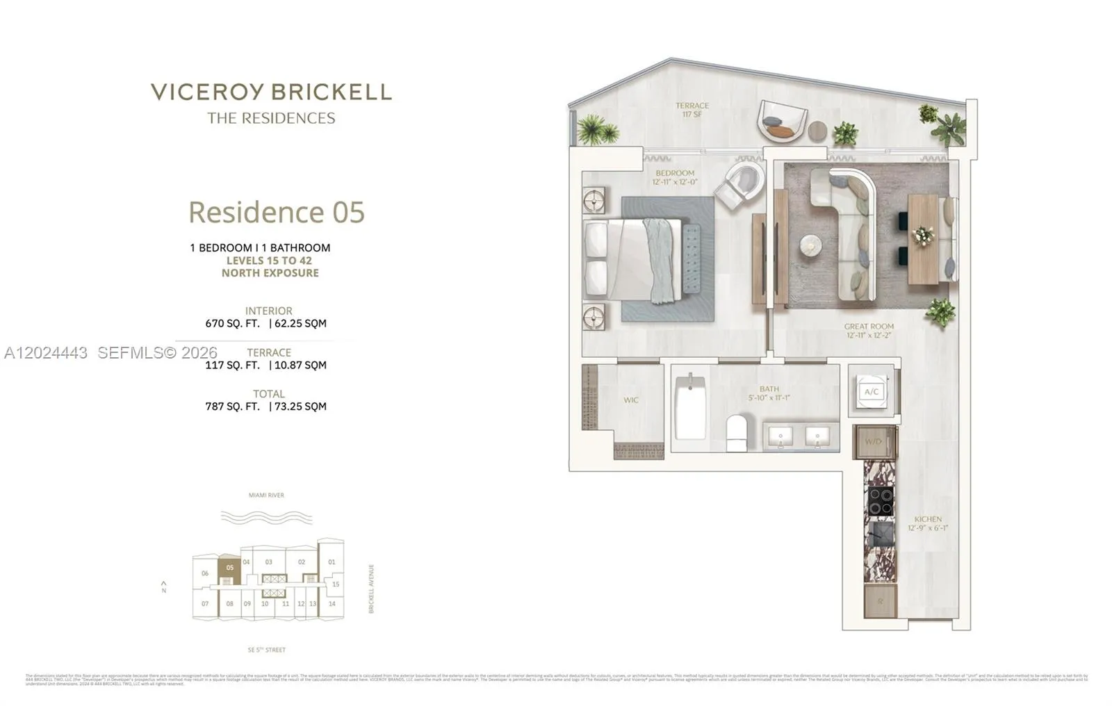 77 SE 5th st # 2305, Miami FL 33131